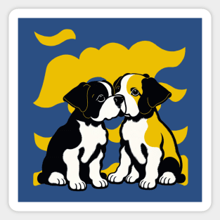 Retro Puppy Kiss Sticker